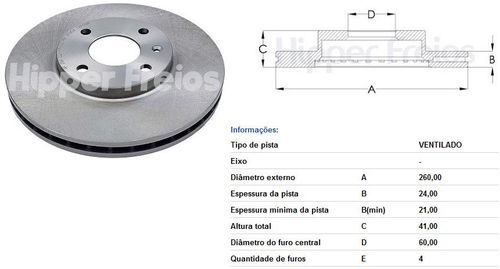 Disco Freio Dianteiro Corsa 1.8 2002 Aro 14 Ventilado