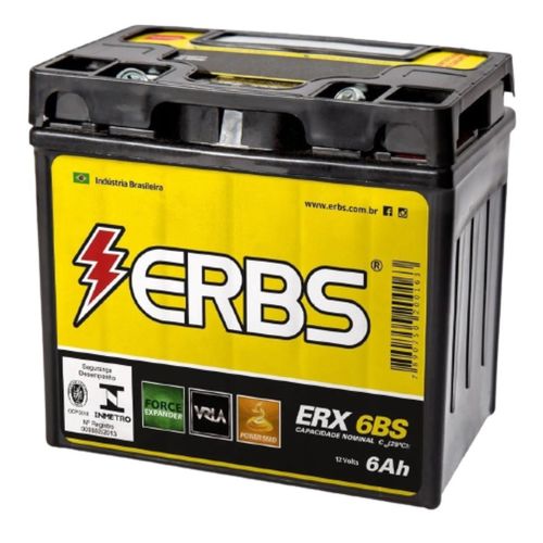 Bateria AGM Moto ERBS 12V 6Ah ERX 6BS HUNTER SUZUKI DR-Z250 QUADSPORT LT-Z50 SYM JETEURO YAMAHA JOG