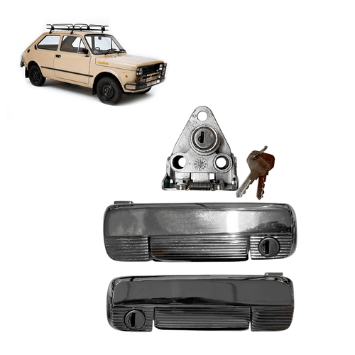 KIT Maçaneta Fechadura Mala FIAT 147 Cromada com mesma chave